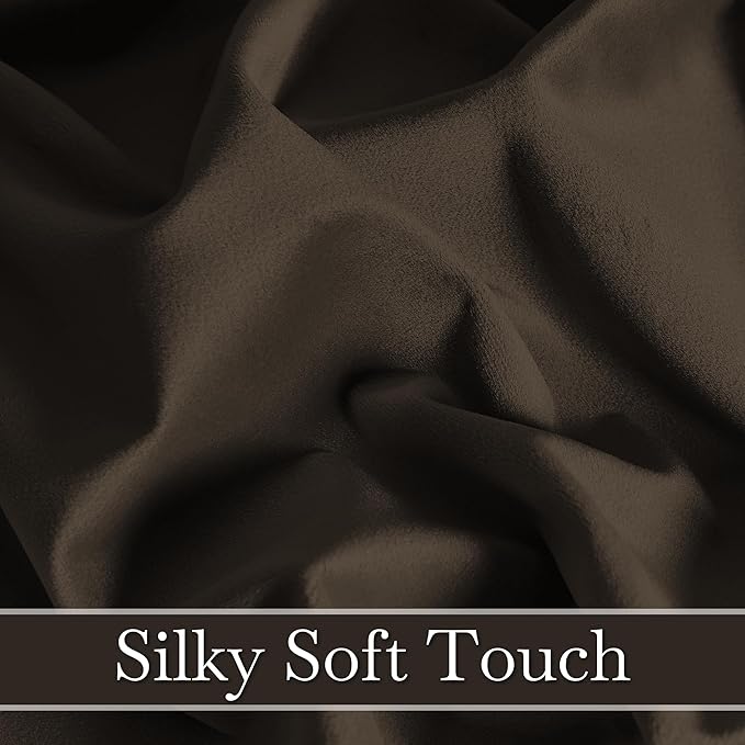 RYB HOME Dark Brown Velvet Curtains 72 inches, Back Tab Soft Fabric Room Darkening Thermal Insulated Luxurious Home Decor Curtains for Living Room Bedroom, W 52" x L 72", 2 Panels Set
