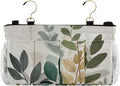 Bedside Caddy Hanging Bunk Bed Caddy Bed Organizer Hanging Pocket with 2 Hooks Bedside Storage Organizer Pocket Bag Holder Beige Boho Style Leaves