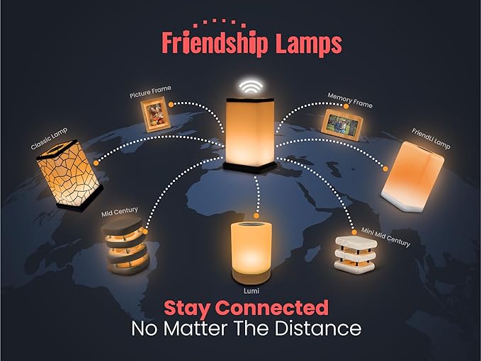 Friendship Lamp® by Filimin Classic - Best Friend Lamps Wi-Fi Touch Lamp LED Light for Long-Distance, Connection, Relationship, Friendship, Gifts, Love, 200+ Colors, App Setup - Set of 6