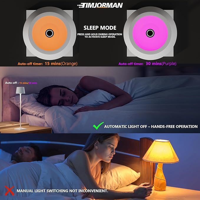 Modern LED Color-Changing Cordless Table lamp, 7 Colors, metal Shade, Touch control with sleep mode for Restaurant, Bedroom, Outdoor Camping, Coffee Shop, Night Light, Rechargeable (White 1PACK)