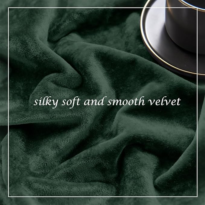 SMILETIME Forest Green Crushed Velvet Curtains 52x108 inch Luxurious Thermal Insulated Soundproof Drapes for Living Room Bedroom Office Soft and Durable Light-Filtering Window Treatments, 2 Panels
