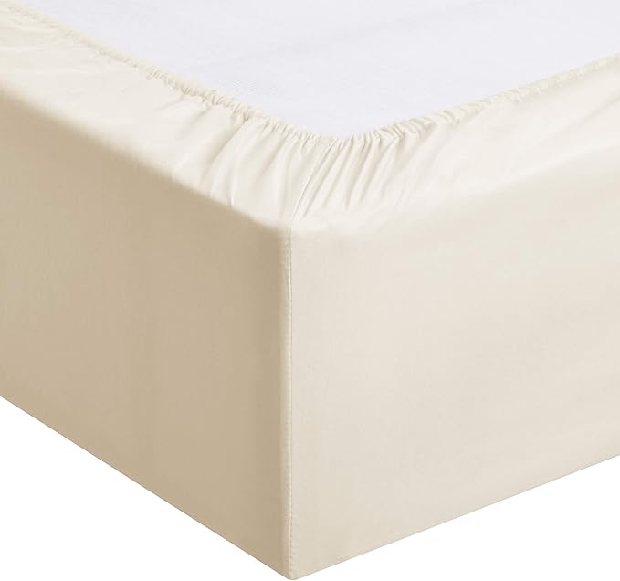 Amazon Basics Lightweight Super Soft Easy Care Wrinkle Free Microfiber 3 Piece Bed Sheet Set with 14-Inch Deep Pockets, Twin, Beige, Solid, Kids, Men & Women Bedding