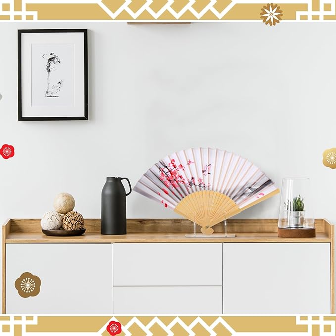 Roowest 4 Pcs Acrylic Fan Display Stand Folding Clear Fan Holder Easel Japanese Chinese Hand Fan Stand Foldable Handheld Fan Display Stand Base Fan Organizer