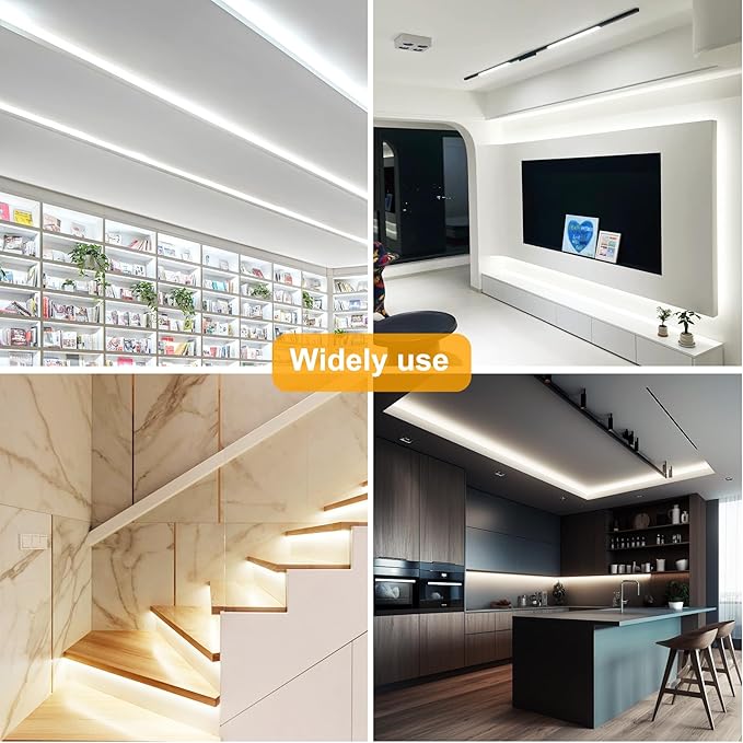 COB LED Strip Lights Cool White,24V Dimmable led Light Strip KIT with Remote and app Control,6000K 32.8FT/2 * 5m 8mm Wide Ra>90 Cuttable Flexible Strip Lights forBedroom,Wardrobe,Cabinet