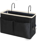 Someteth Bedside Caddy Bedside Hanging Storage Basket Multi-Function Organizer Caddy for Bunk and Hospital Beds Dorm Rooms Bed Rails, Can be Placed Glasses Books Mobile Phones（Black）