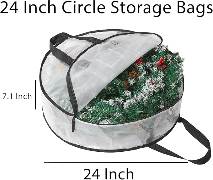4 Pack Wreath Storage Bag, Summer, Christmas Decoration Garland Container, 24 Inch Clear Door Wreath Organizers, Moving Boxes, Packing Supplies for College