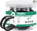 20pcs 1 Inch Stainless Steel Cable Clamps, Rubber Coated, Black