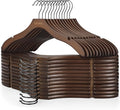 TOPIA HANGER Wooden Coat Hangers 24 Pack, Premium Wood Suit Sweater No Shoulder Bump Hangers, 360° Swivel Hook and Cut Notches Clothes Hangers for Sweater, Hoodie, Shirts, Jacket, Dress, Walnut CT85WA