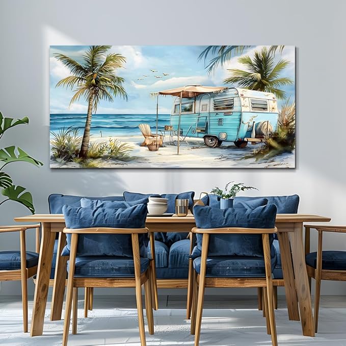ERQINHUA Large Wall Decor For Living Room Canvas Wall Art For Office Bedroom Aesthetic Marine Beach Landscape Wall Painting Artwork Pictures Modern Beach Posters Ready To Hang Home Decor 30"x60"