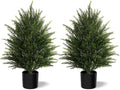 Mavis's Diary Artificial Topiary Ball Tree, Indoor Realistic Faux Boxwood Bush Potted Plants, Outdoor Fake Shrubs Cedar Evergreen Plants for Home Living Room Front Porch Decor (2, 2ft)