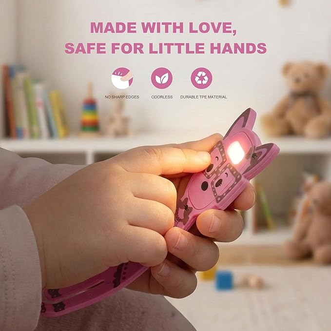 Rechargeable Book Light for Kids at Night – Portable Clip-On LED Light with Dimmable Brightness Ideal for Kids & Adults, Bedtime & Travel–Eye-Caring, Flexible, Gift for Book Lovers,Pink