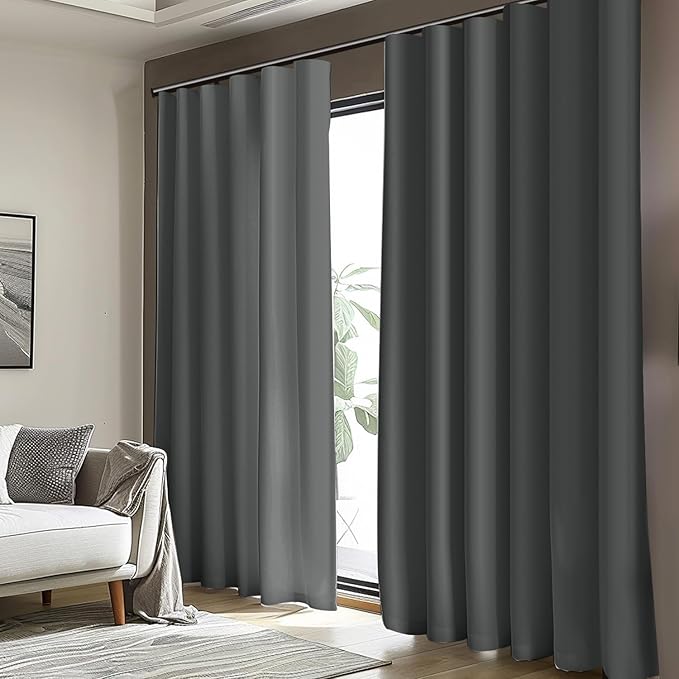 Room Divider Blackout Curtain Track Curtains Wall Dividers Panels Screen for Living Rooms Bedroom Office Privacy Partition Separation, W100 × L108 Inch,1 Panel, Grey