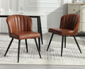 EALSON Modern Dining Chairs Set of 2 Leather Upholstered Accent Dining Room Chairs with Metal Legs Comfortable Armless Kitchen Chairs for Living Room/Dining Room, Brown