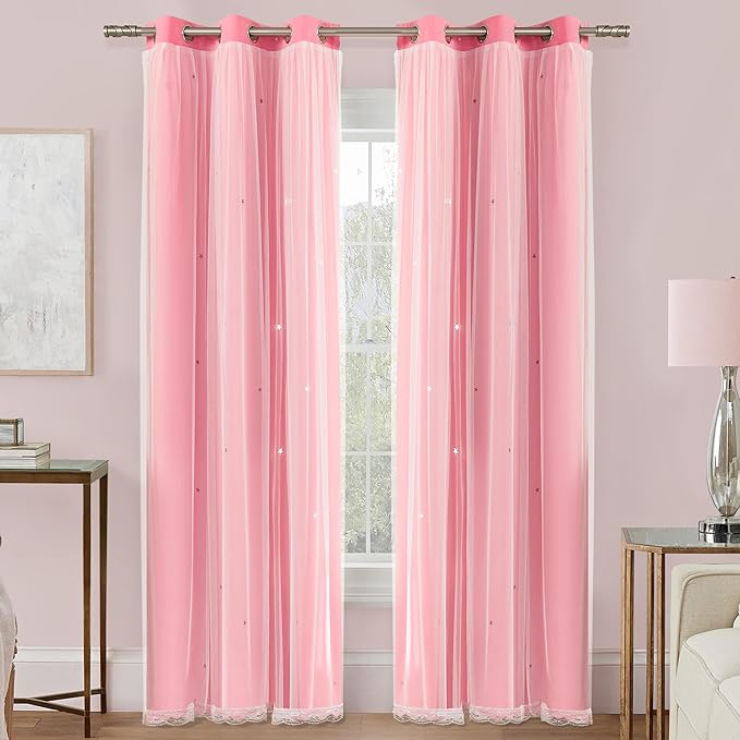 XiDi Curtains for Bedroom Decor Pink34/96/1 US