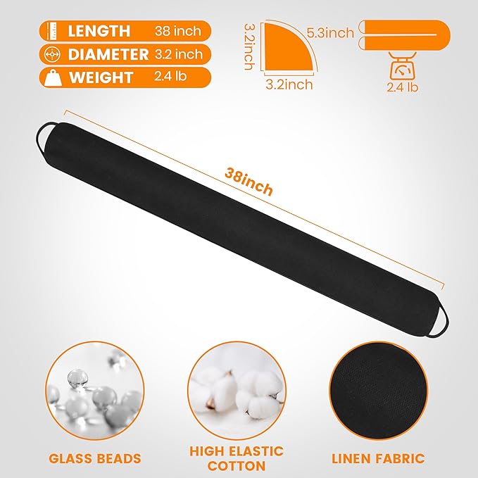 TORRAMI Under Door Draft Stoppers 38 Inch, Heavy Triangle Stop Draft Block Cold Air/Wind/Breeze Noise Blocker Door Sweeps Weather Stripping Bottom Seal Black