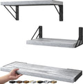 BAYKA Wall Shelves for Bedroom Decor, Floating Wall Shelves for Living Room Kitchen Storage, Mounted Rustic Wood Floating Shelves for Kids Books,Corner Shelves for Bathroom(Gray White，Set of 3)