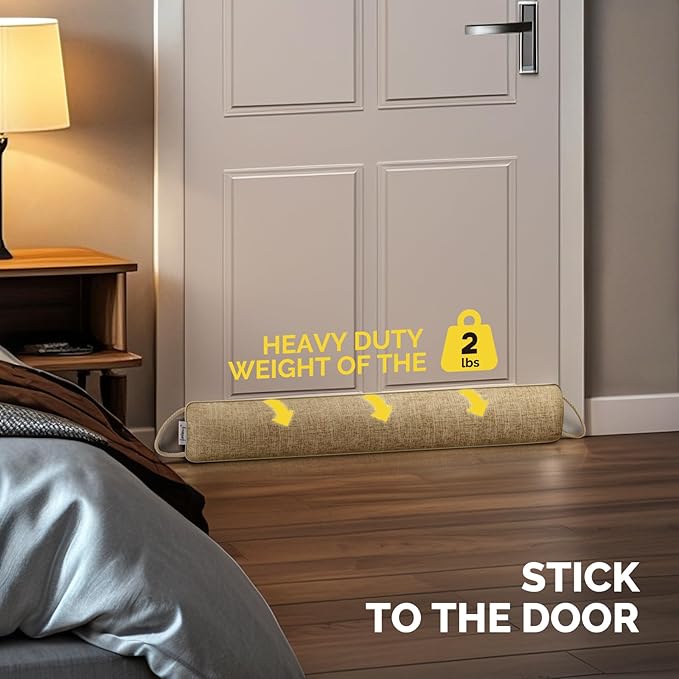 fowong Weighted Door Draft Stopper for Bottom of Door 36 Inch Soundproofing Noise Stopper Block Cold Air/Wind/Breeze, Oatmeal