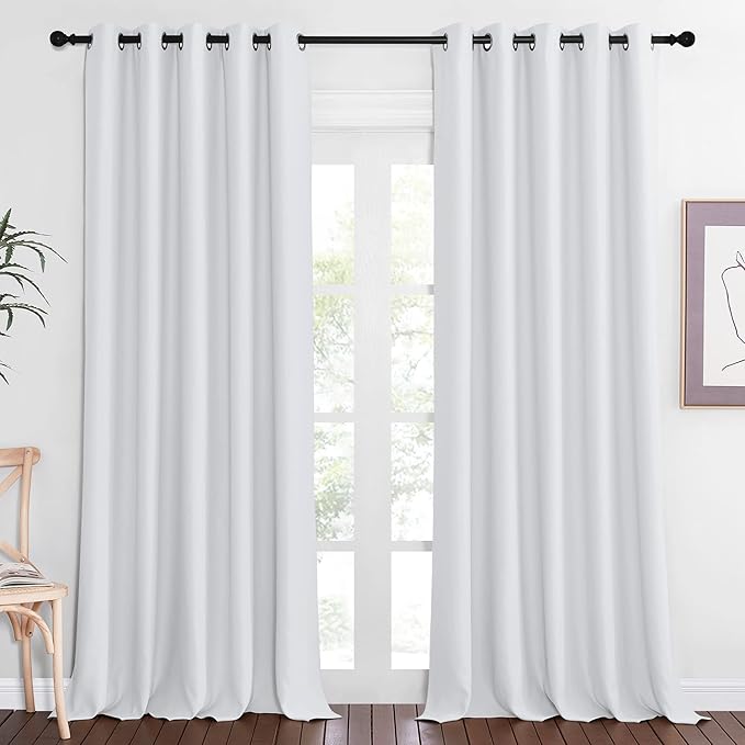 NICETOWN Room Divider Curtain 110 inches Long, Grommet Room Darkening Curtain Thermal Window Treatment Sound Dampening for Sliding Glass Door, Greyish White, W66 x L110, 1 Panel