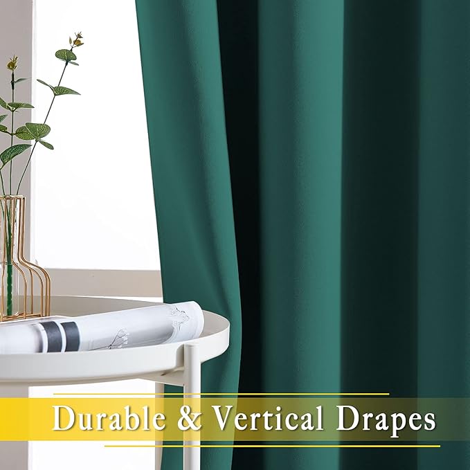 NICETOWN Bedroom Window Blackout Curtain Panel - Home Decoration Thermal Insulated Blackout Drape/Drapery for Loft, Guestroom (Hunter Green, 1 Panel, 80 x 84 inch)