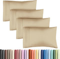 Queen Pillow Cases Set of 4 - Ultra Soft Hotel Quality Pillowcase Covers - Comfy, Cozy & Wrinkle Free - Shrinkage, Stain and Fade Resistant - Machine Washable Pillow Protectors - 4 Piece Set - Beige