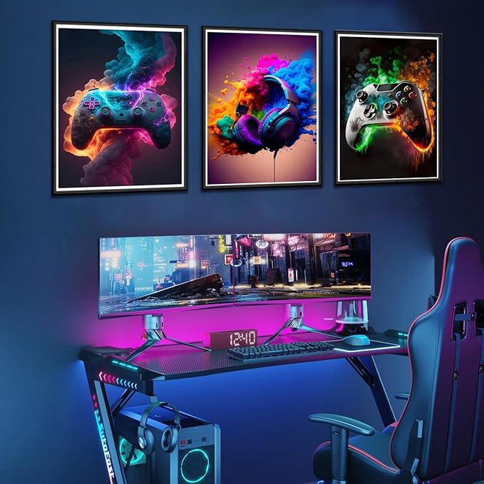 BGFCE Gaming Room Decor Wall Art, Video Theme Canvas Posters for Teen Boys Room, Unframed 16x24in Set of 3