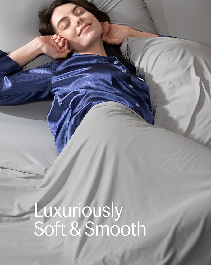 REST® Evercool®+ Top Sheet, Full/Queen Size, Light Gray, 93"X108" (1 Flat Sheet only)