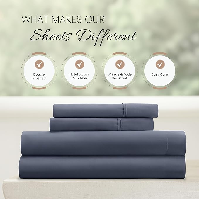 Linen Market Bed Sheets for Full Size Bed (Stone) - Sleep Better Than Ever with These Soft and Cooling Full Sheets - Deep Pocket Fits 16" Thick Beds - 4 Piece Full Sheet Set