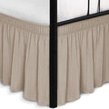 Biscaynebay Wrap Around Bed Skirts with Split Corners for Full Beds 15" Drop, Light Camel Adjustable Elastic Dust Ruffles Easy Fit Wrinkle Resistant Silky Luxurious Fabric Machine Washable
