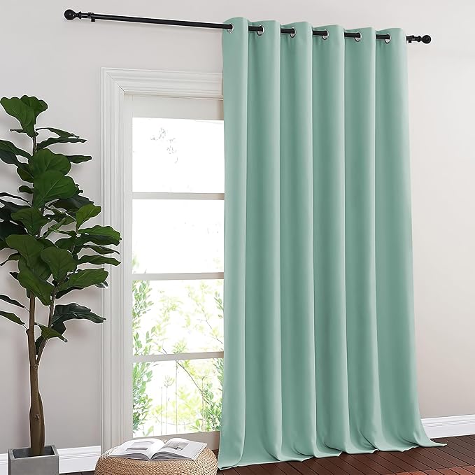 NICETOWN Room Divider Curtain 132 Inches Long, Wide Blackout Sliding Door Curtain for Bedroom, Room Darkening Privacy Window Curtain for Patio Door (1 Panel Set, Aqua Blue, 80 x 132 Inch)