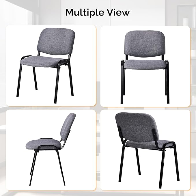 VINGLI Waiting Room Stacking Chairs, 10-Pack Fabric Church Conference Stackable Chair Set, for Office Guest & Reception Meeting Rooms, Lobby, Simple&Space-Saving, Fabric-Grey