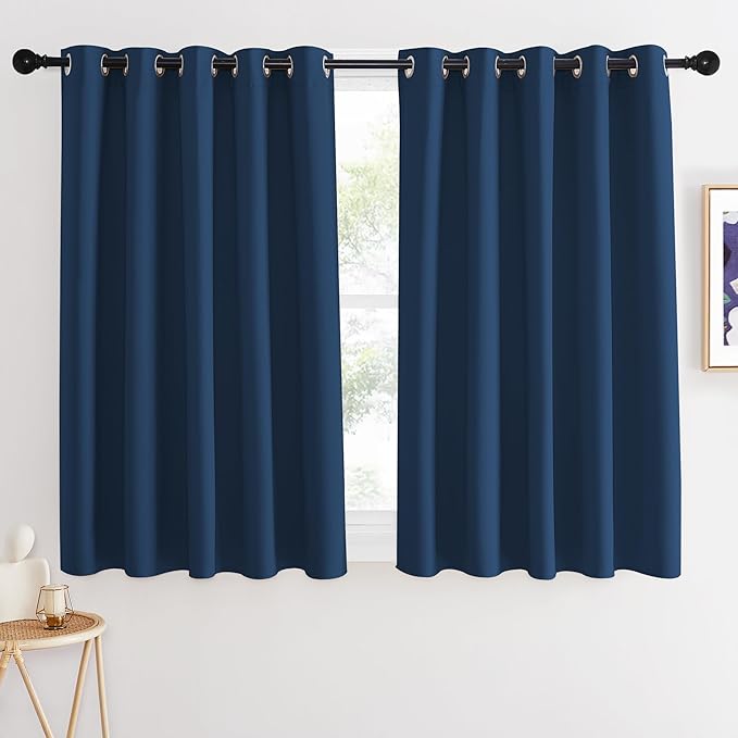 NICETOWN Blackout Curtains 54 Inches Long, Thermal Insulated Room Darkening Curtains for Bedroom, Window Treatment Drapes for Living Room Nursery (W66 x L54 Inch, Moroccan Blue, 1 Panel)
