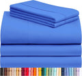 LuxClub 5 PC Sheet Set Bed Sheets Deep Pockets 16" Eco Friendly Wrinkle Free Cooling Machine Washable Hotel Bedding Silky Soft - Marine Blue Split King