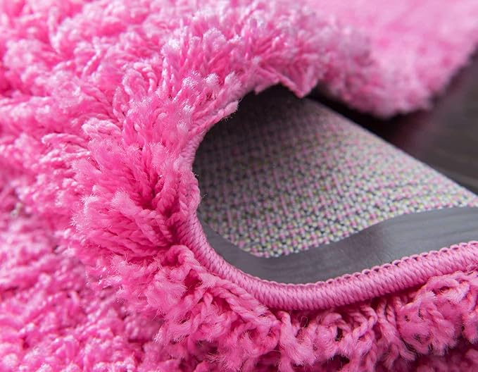 Unique Loom Solid Shag Collection Area Rug (2' x 6' 5" Runner, Taffy Pink)