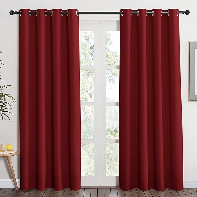 NICETOWN Burgundy Curtains for Living Room - (Burgundy Red) Home Decor Energy Smart Thermal Insulated Window Treatment Drape/Drapery for Patio Door, 52x84 Inch,1 Piece