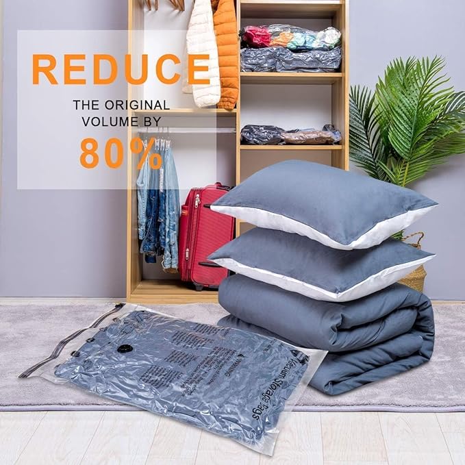 10 Jumbo Vacuum Storage Bags with Electric Pump,Plastic Packaging Bags, Space Saver Bag for Clothes, Mattress, Blanket, Duvets, Pillows, Comforters, Travel