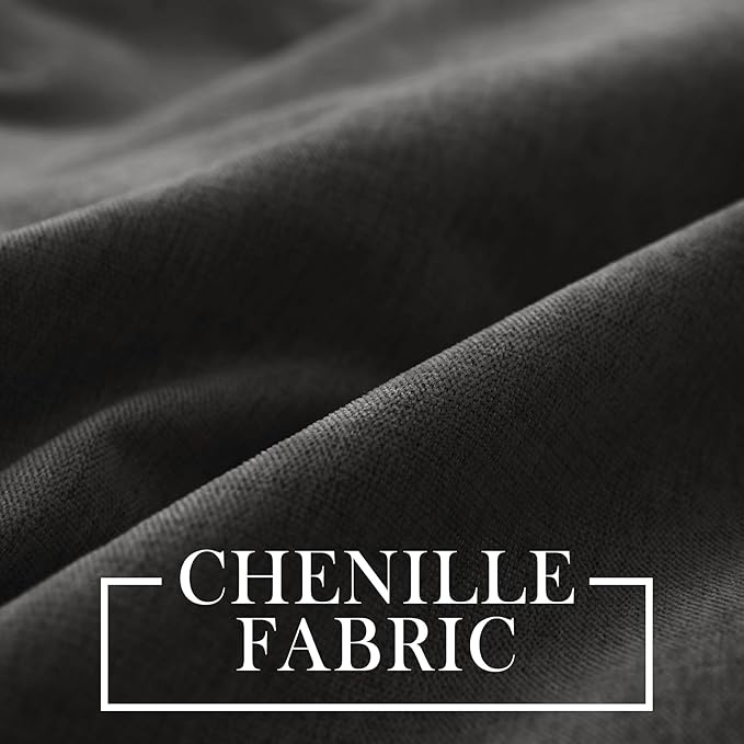 Macochico Thermal Blackout Chenille Curtains 100% Blackout Window Draperies for Living Room Bedroom Auditorium Banquet Hotel Charcoal Grey Drapes with Tieback Classic Home Decor 72" Wx102 L 1 Panel