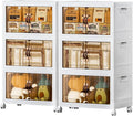 JEKO&JEKO 378Qt Stackable Storage Bins with Lids and Wheels, Foldable Collapsible Plastic Boxes for Clothes, Home, White, 6Pack