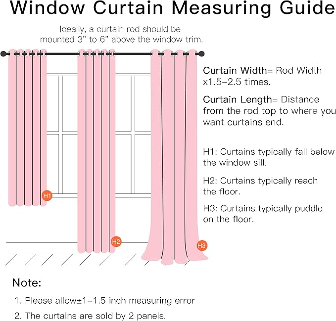 XiDi Curtains for Bedroom Decor Pink52/84/1