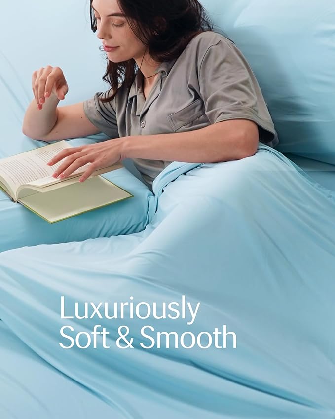 REST® Evercool®+ Top Sheet, Full/Queen Size, Light Blue, 93"X108" (1 Flat Sheet only)