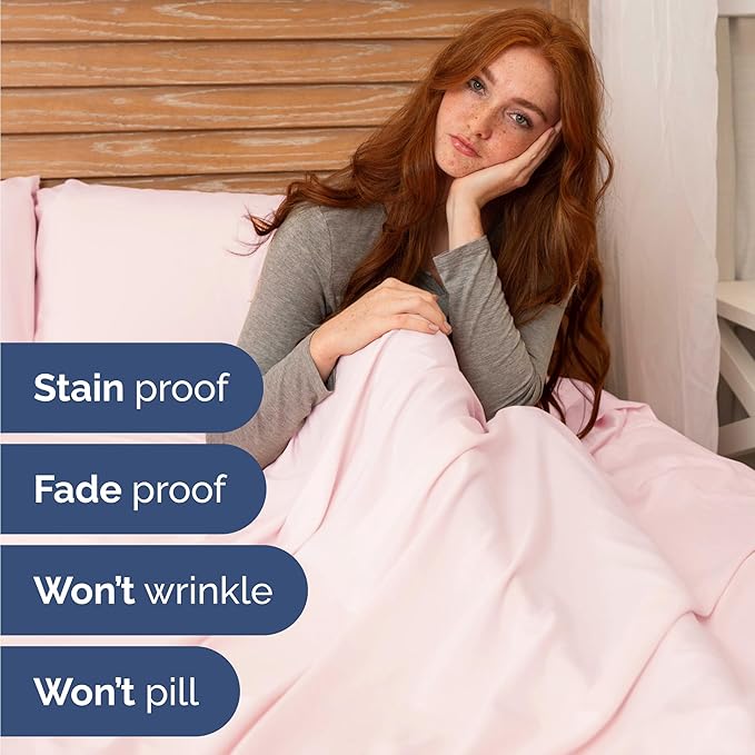 Twin 4 Piece Sheet Set - Cooling, Comfy & Breathable - Hotel Luxury Bedding, Includes Fitted Sheet for Women, Men, Kids & Teens - 1 Flat, 1 Fitted Sheet, 2 Pillowcases w/Deep Pockets - Lavender Pink