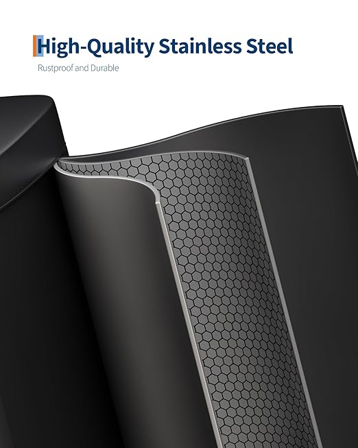GarveeHome Stainless Steel Kitchen Trash Can, 13 Gal / 50 L Step-On Garbage Bin with Soft Close Lid, Large Rustproof Metal Trash Can for Kitchen, Black
