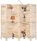 Bonnlo Wood Room Divider Privacy Screen, 5.9 Ft Tall Folding Partition Wall Divider, Indoor Freestanding Hinged Space Separator (Natural, 6 Panel with Shelves)