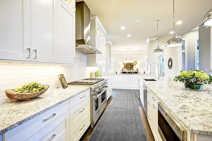 30 ft Extra Long Grey Hallway Kitchen Runner Rug Non-Slip Washable, 26" X 30' Carpet Runner Rugs-Rubber Backed, Custom Size Floor Mat for Stairs Bedroom Bathroom Entryway Living Room