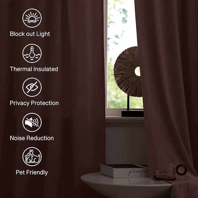 StangH Soft Wild Rose Velvet Curtains 102 inches Long Light Blocking for Girls Bedroom, Elegant Warming Drapes Thermal Insulated Noise Reducing for Nursery/Living Room, W52 x L102, 2 Panels