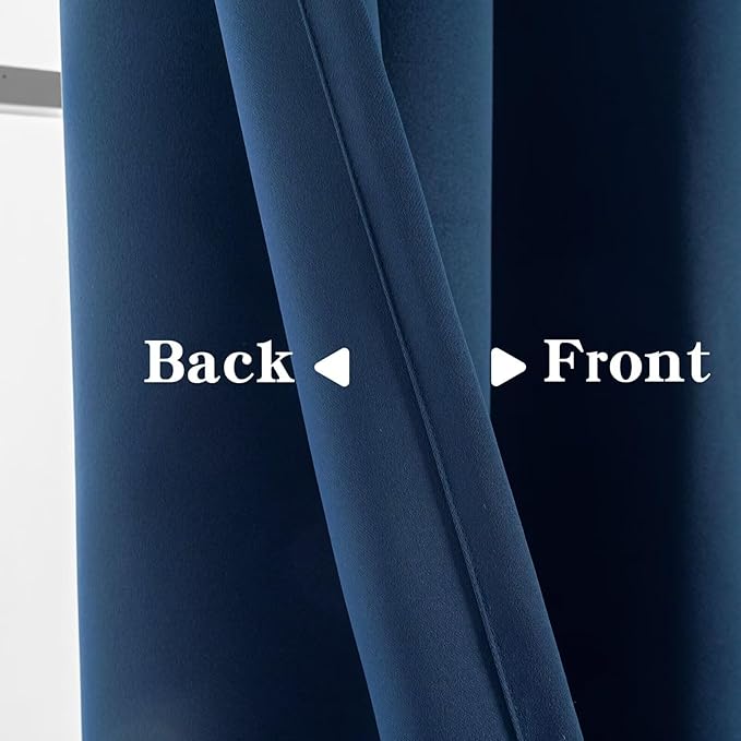 Blackout Curtains for Bedroom 1 Panel, Custom Curtains Thermal Insulated Navy Blue, Rod Pocket Room Darkening Drapes for Living Room Windows Luxury Decor(Custom Size,Navy Blue)