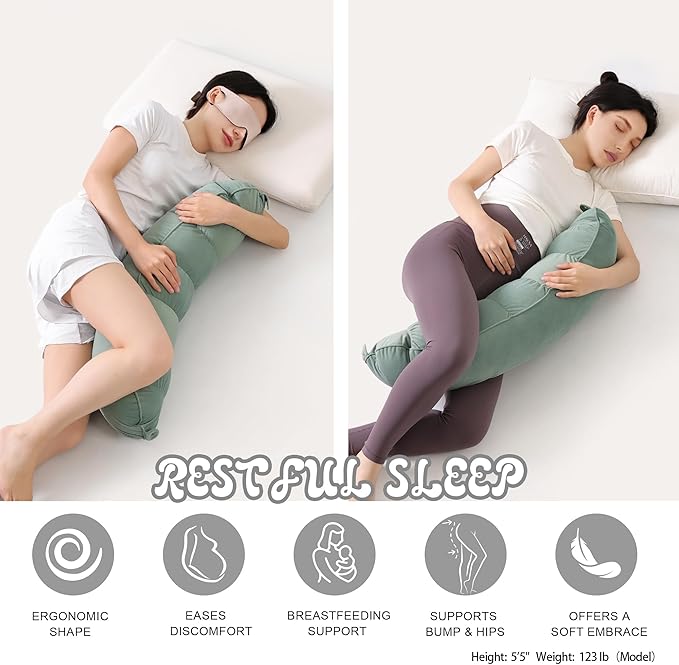 Peallow(Pat. Pend) – Long Round Body Pillow for Adults, Bolster Pillow for Sleeping, Soft and Supportive Pillow for Sleeping & Lumbar Support