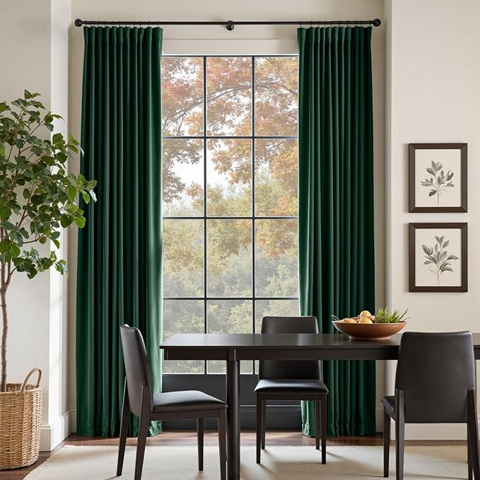Lazzzy Velvet Blackout Curtains Thermal Insulated Room Window Drapes Super Soft Luxury Curtains for Living Room Bedroom Rod Pocket 2 Panels, Emerald Green, 52" W x 96" L