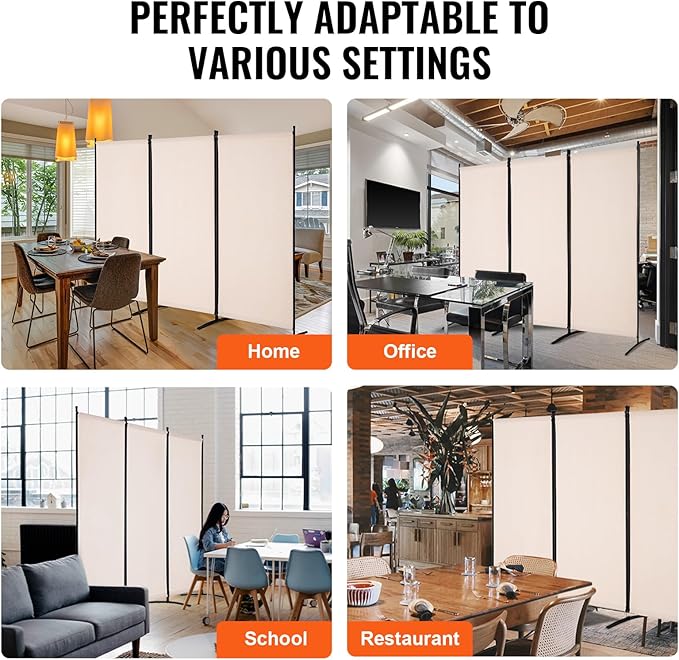 VEVOR Room Divider, 3 Panel Room Divider, Folding Privacy Screen and Portable Partition Divider for Room Separation, Freestanding Room Partitions for Office, Bedroom, Study, Beige