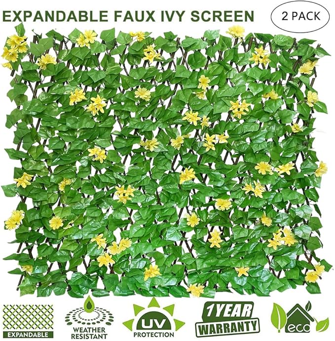 Sumery Expandable Fence Privacy Screen for Balcony Patio Outdoor,Decorative Faux Ivy Fencing Panel,Artificial Hedges (Single Sided Leaves)