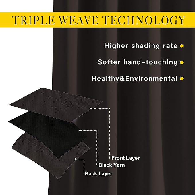 NICETOWN Blackout Curtains Panels for Window - Home Fashion Machine Washable Ring Top Thermal Insulated Solid Blackout Draperies for Kid's Room (2 Panels, 52 inches W x 95 inches, Toffee Brown)